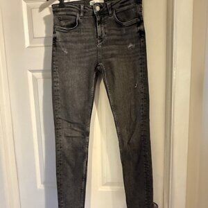 Zara, distressed black denim, size 6